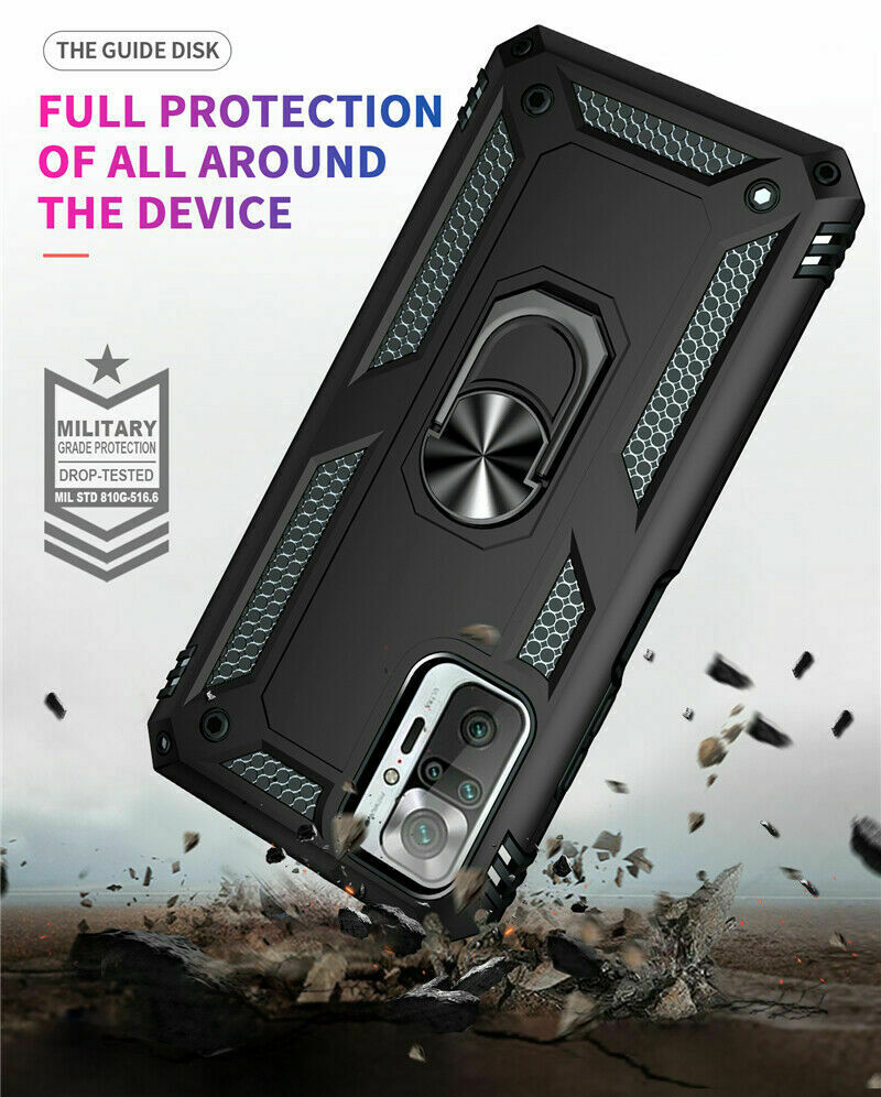 Protectores para celular  para Xiaomi  Redmi Note 10 Pro / 10 Pro Max Funda reforzada con anillo v2 Negro